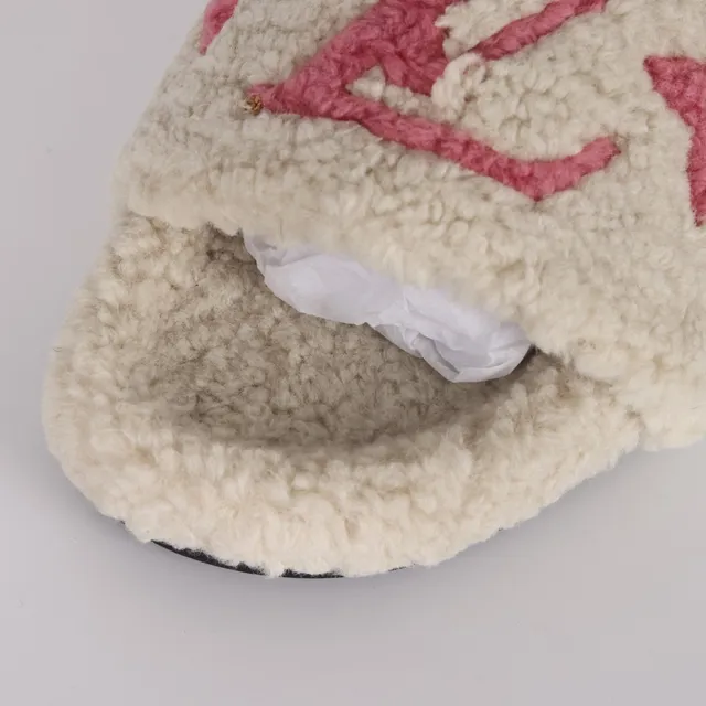 Louis Vuitton Shearling Slide Pink Monogram Slippers 5
