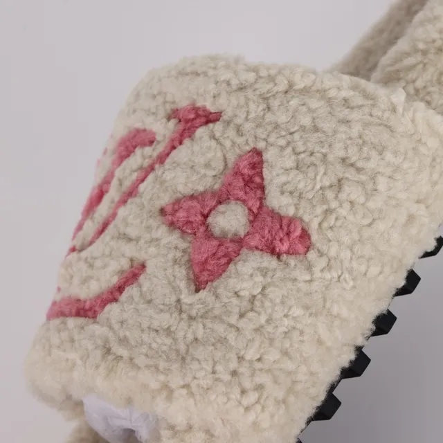 Louis Vuitton Shearling Slide Pink Monogram Slippers 6