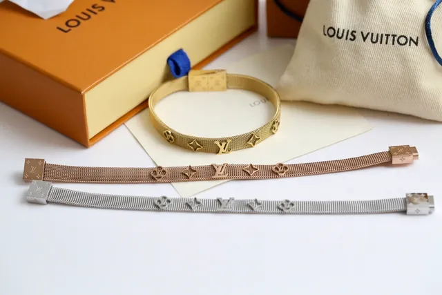 Louis Vuitton Silver Mesh Band Monogram Motifs Bracelet 2