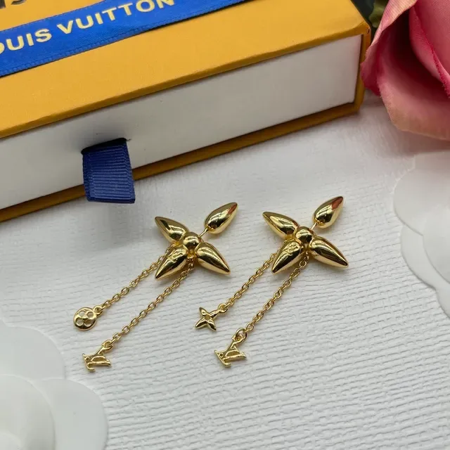 Louis Vuitton Spike-Star Motif Gold-Tone Dangling Earrings 7