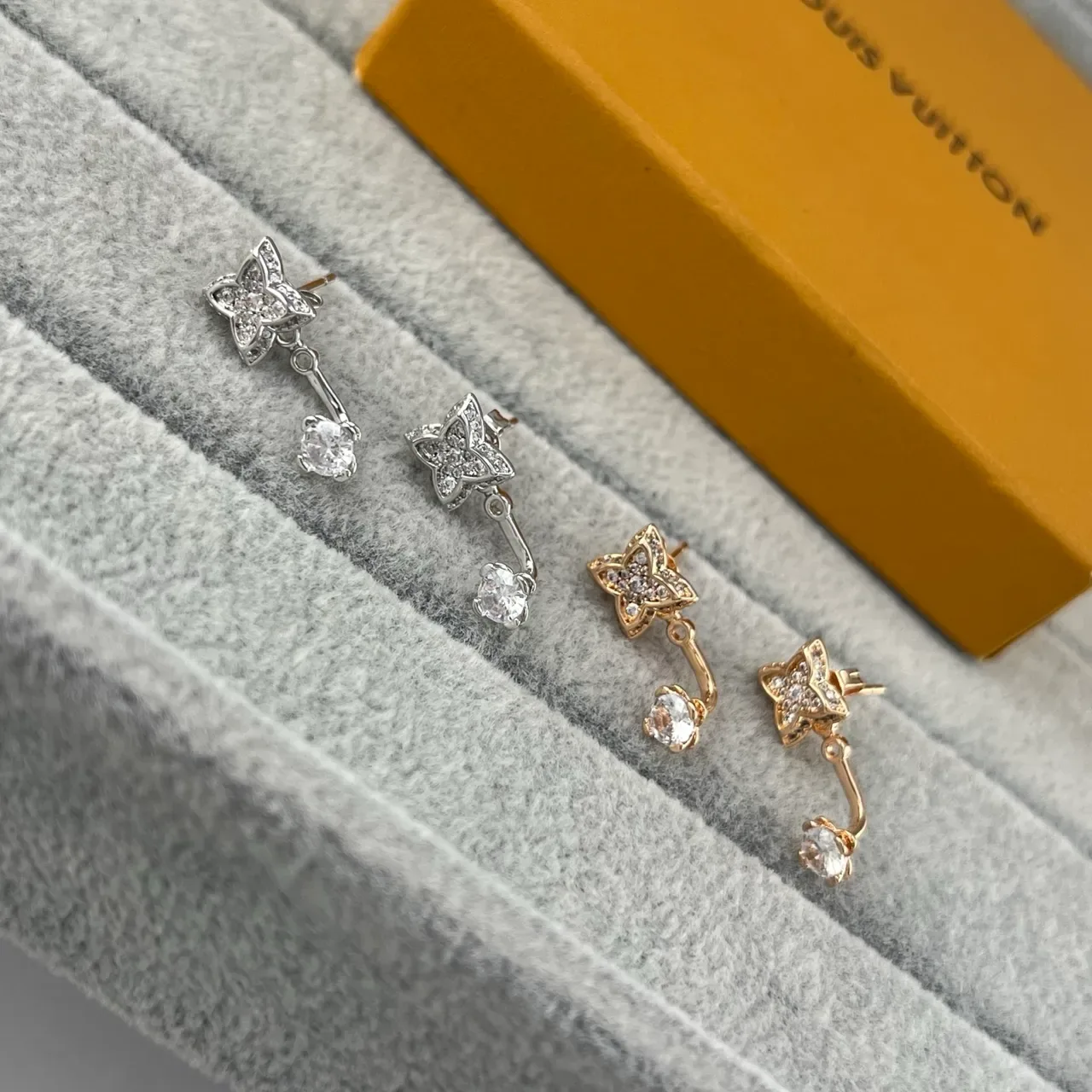 Louis Vuitton Star-Shaped Pave Crystal Dangling Earrings 5