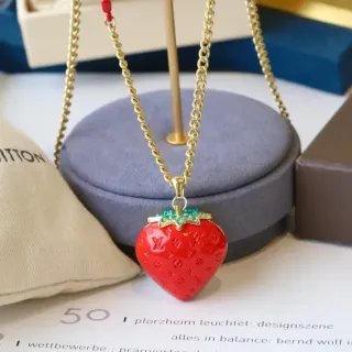 Louis Vuitton Strawberry Monogram Enamel Pendant Necklace