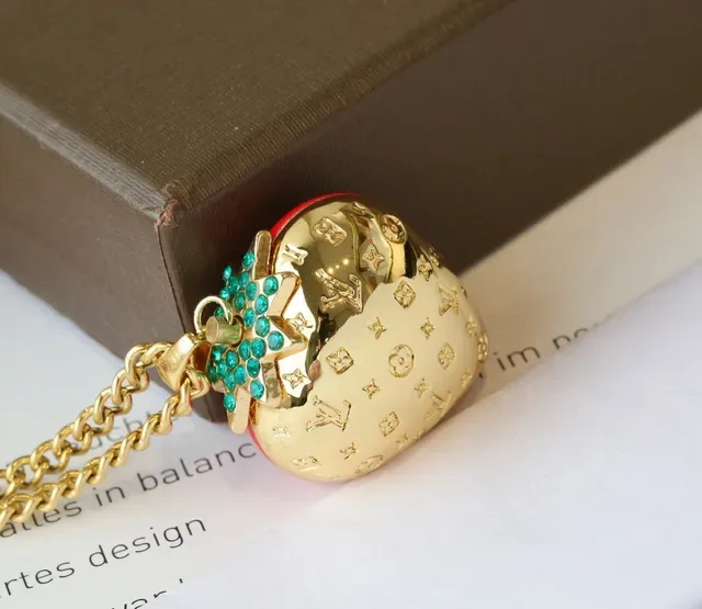 Louis Vuitton Strawberry Monogram Enamel Pendant Necklace 5