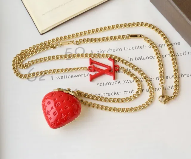 Louis Vuitton Strawberry Monogram Enamel Pendant Necklace 6