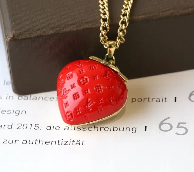 Louis Vuitton Strawberry Monogram Enamel Pendant Necklace 7