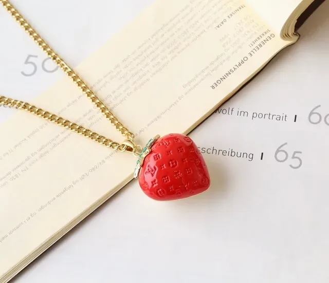 Louis Vuitton Strawberry Monogram Enamel Pendant Necklace 8