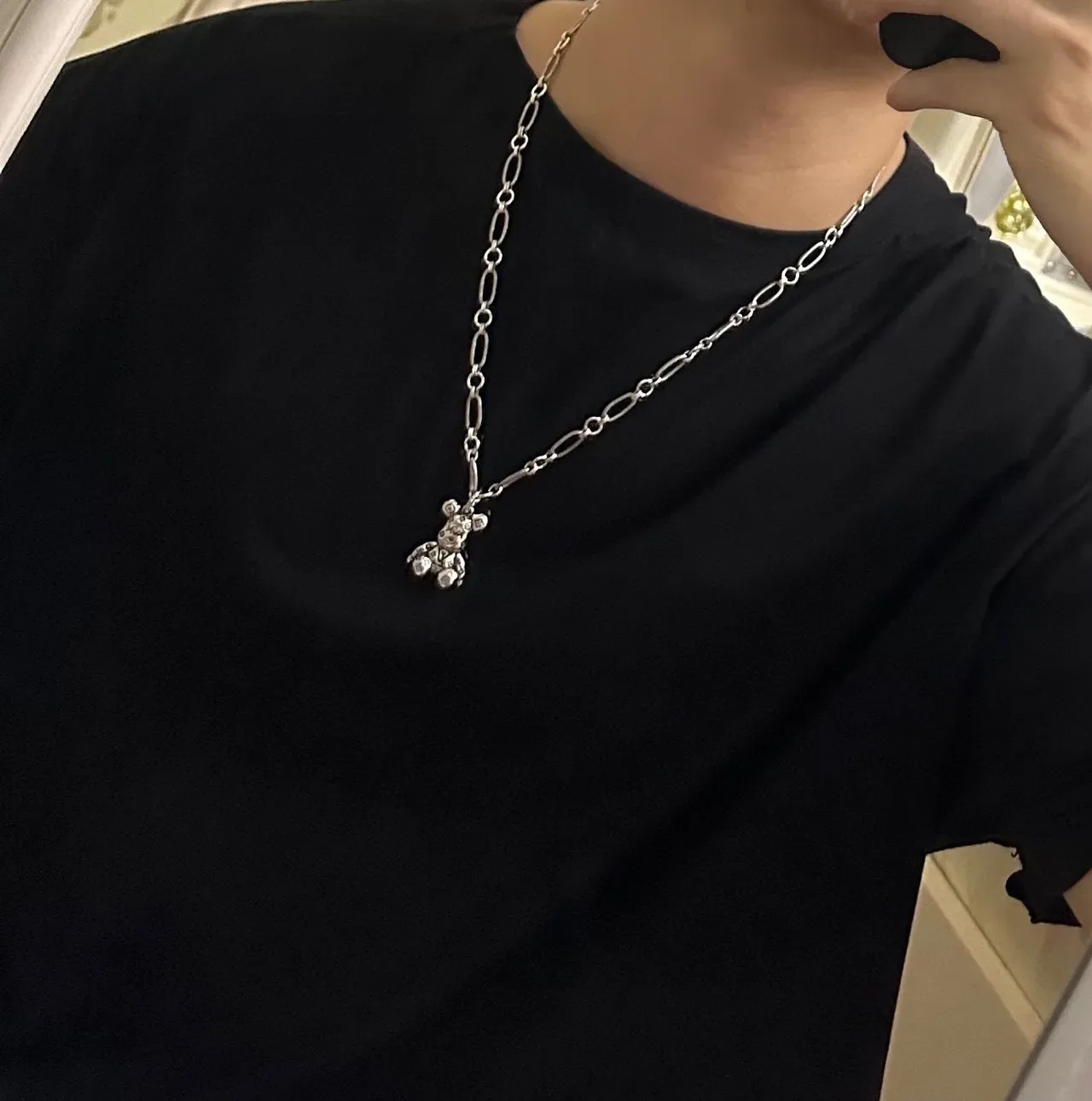 Louis Vuitton Teddy Bear Monogram Enamel Silver Necklace 4