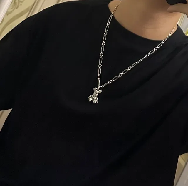 Louis Vuitton Teddy Bear Monogram Enamel Silver Necklace 7