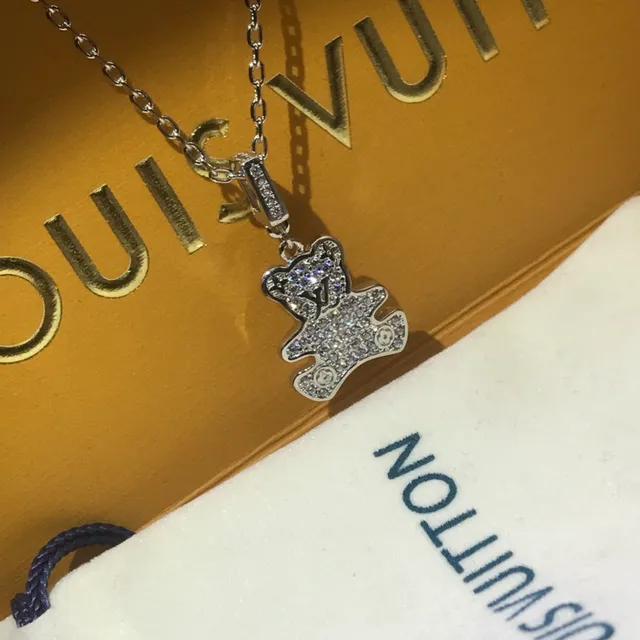 Louis Vuitton Teddy Bear Pavé Crystal Necklace 4