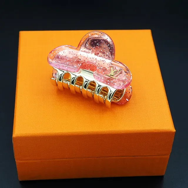 Louis Vuitton Broche Clip de Garra Résine Translucide Rose Pailletée 10
