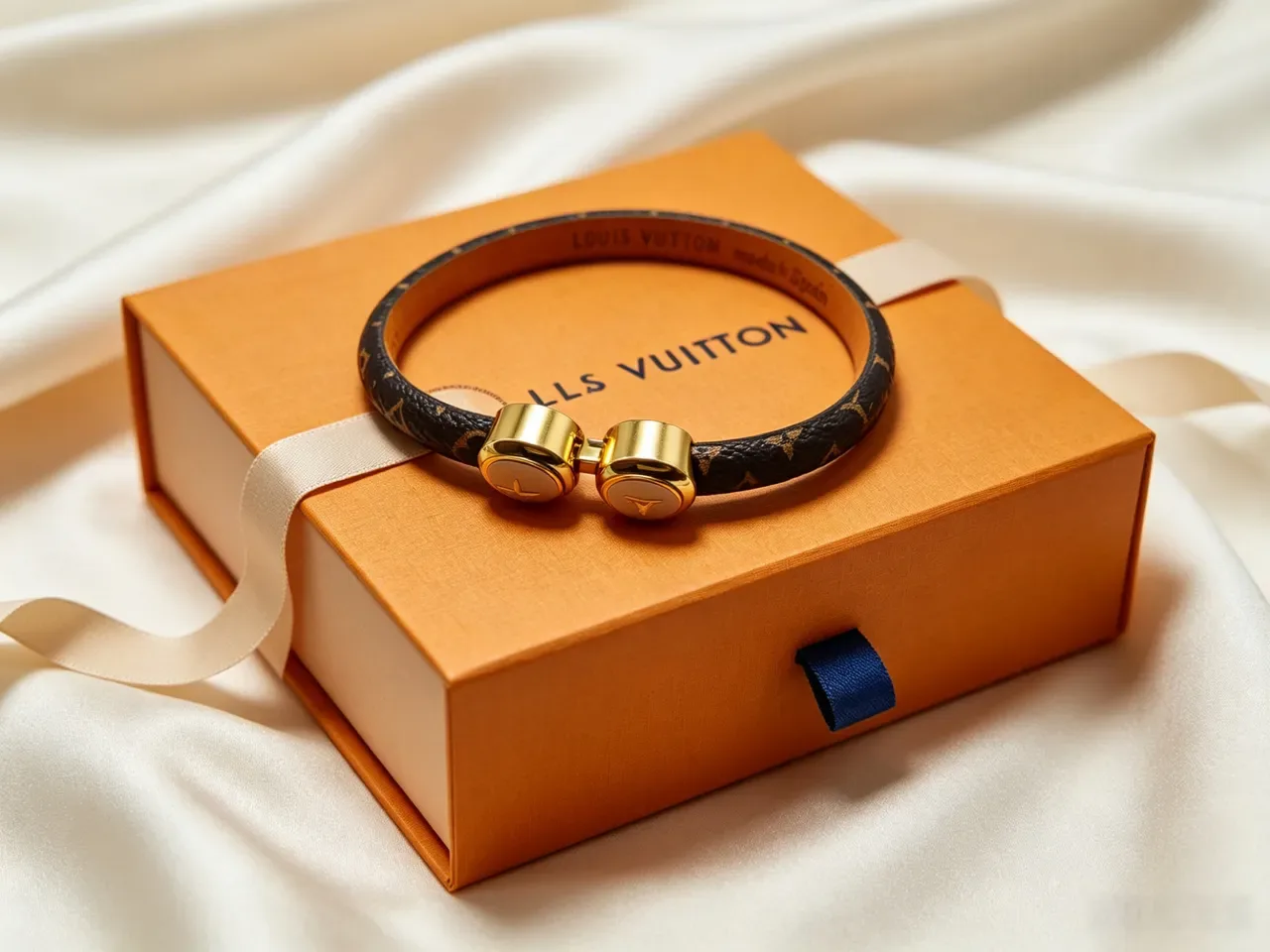 Louis Vuitton Twist Bracelet Black Monogram Leather Gold Tone Mother-of-Pearl Inlay Bracelet 2