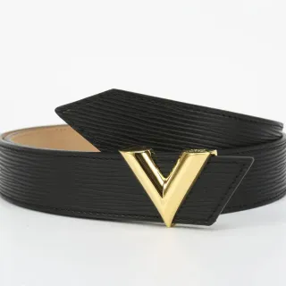 Louis Vuitton V Belt Black Epi Leather Belt