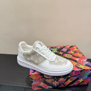 Louis Vuitton Zapatillas Lifestyle Blancas Beige Monogram-Panelled Low-Top