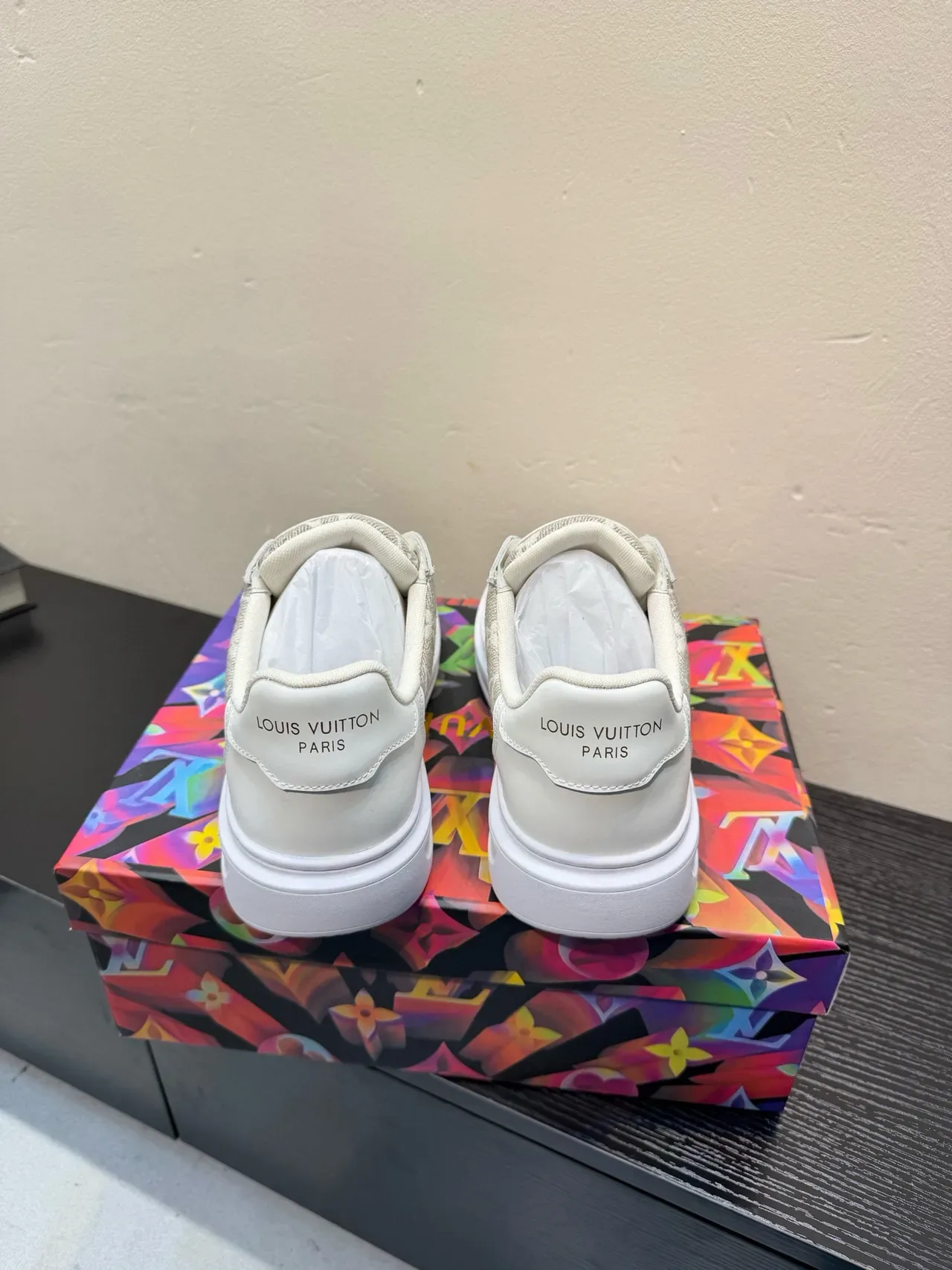 Louis Vuitton White Beige Monogram-Panelled Low-Top Lifestyle Sneakers 6