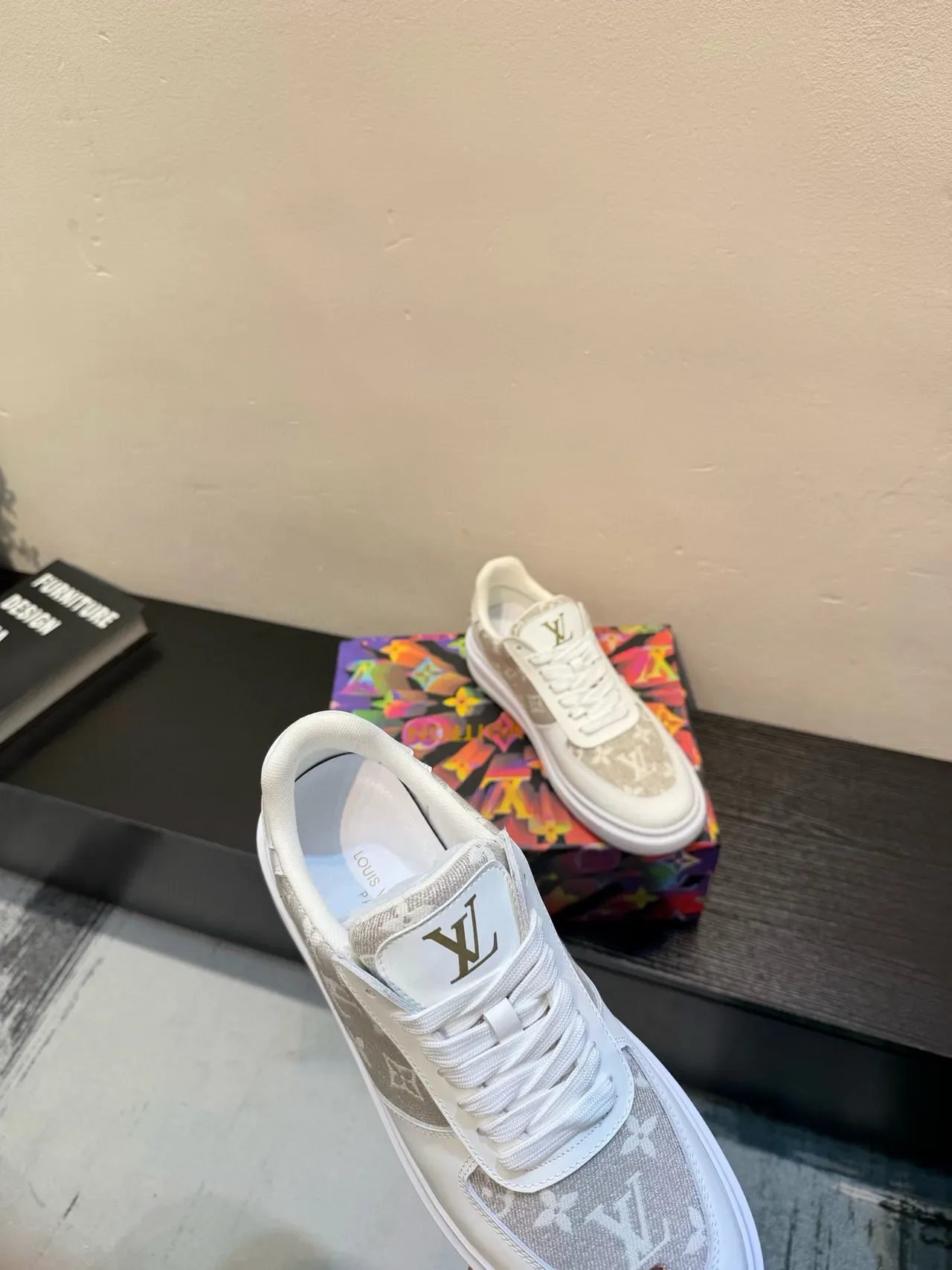 Louis Vuitton White Beige Monogram-Panelled Low-Top Lifestyle Sneakers 7