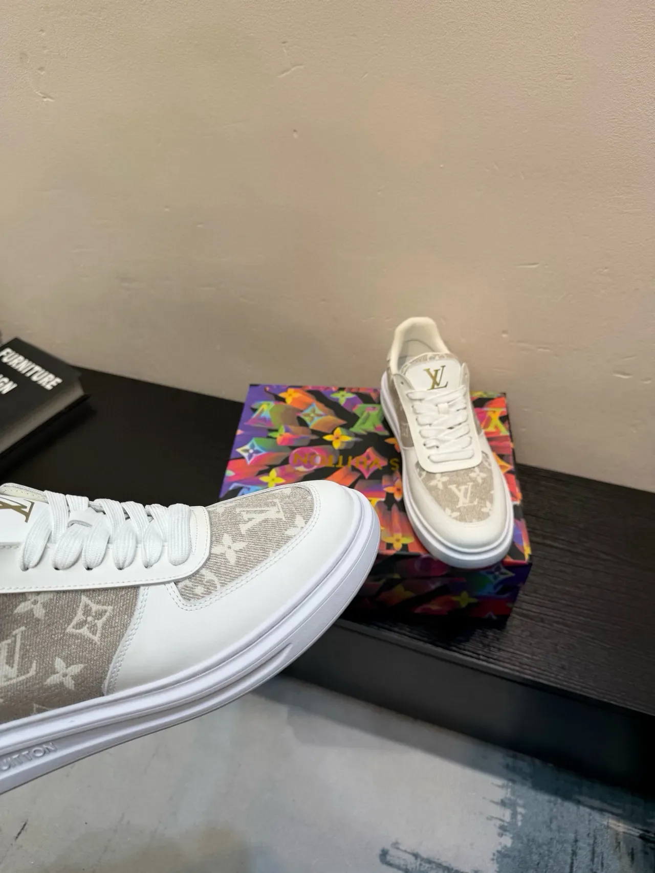 Louis Vuitton White Beige Monogram-Panelled Low-Top Lifestyle Sneakers 9