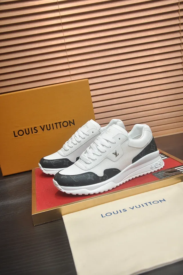 Louis Vuitton White Black Low-Top Mesh-and-Leather Upper Lifestyle Sneakers 4