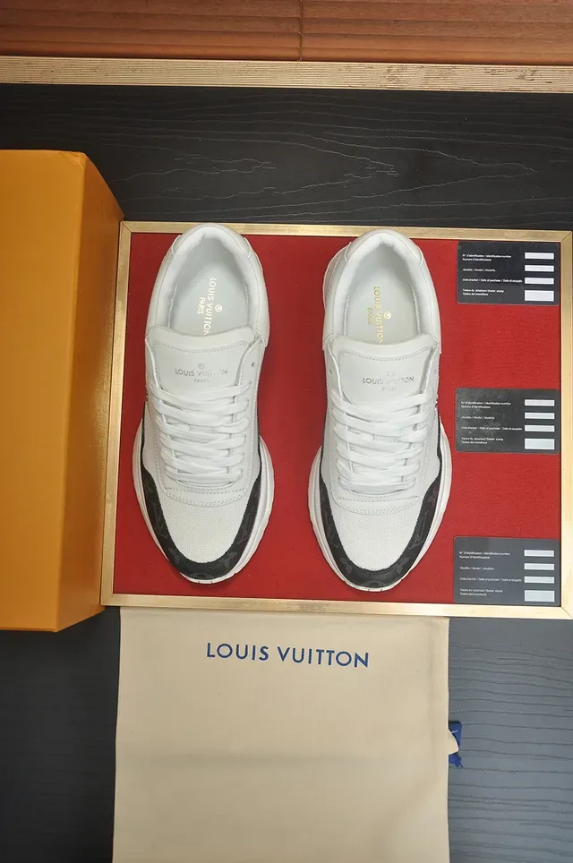 Louis Vuitton White Black Low-Top Mesh-and-Leather Upper Lifestyle Sneakers 5