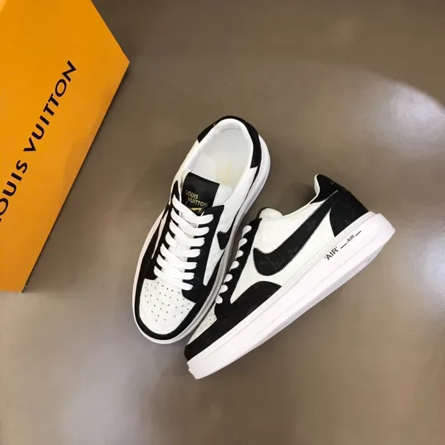 Louis Vuitton White Black Monogrammed Leather Zipper-Accented Side Panel Lifestyle Sneakers 3