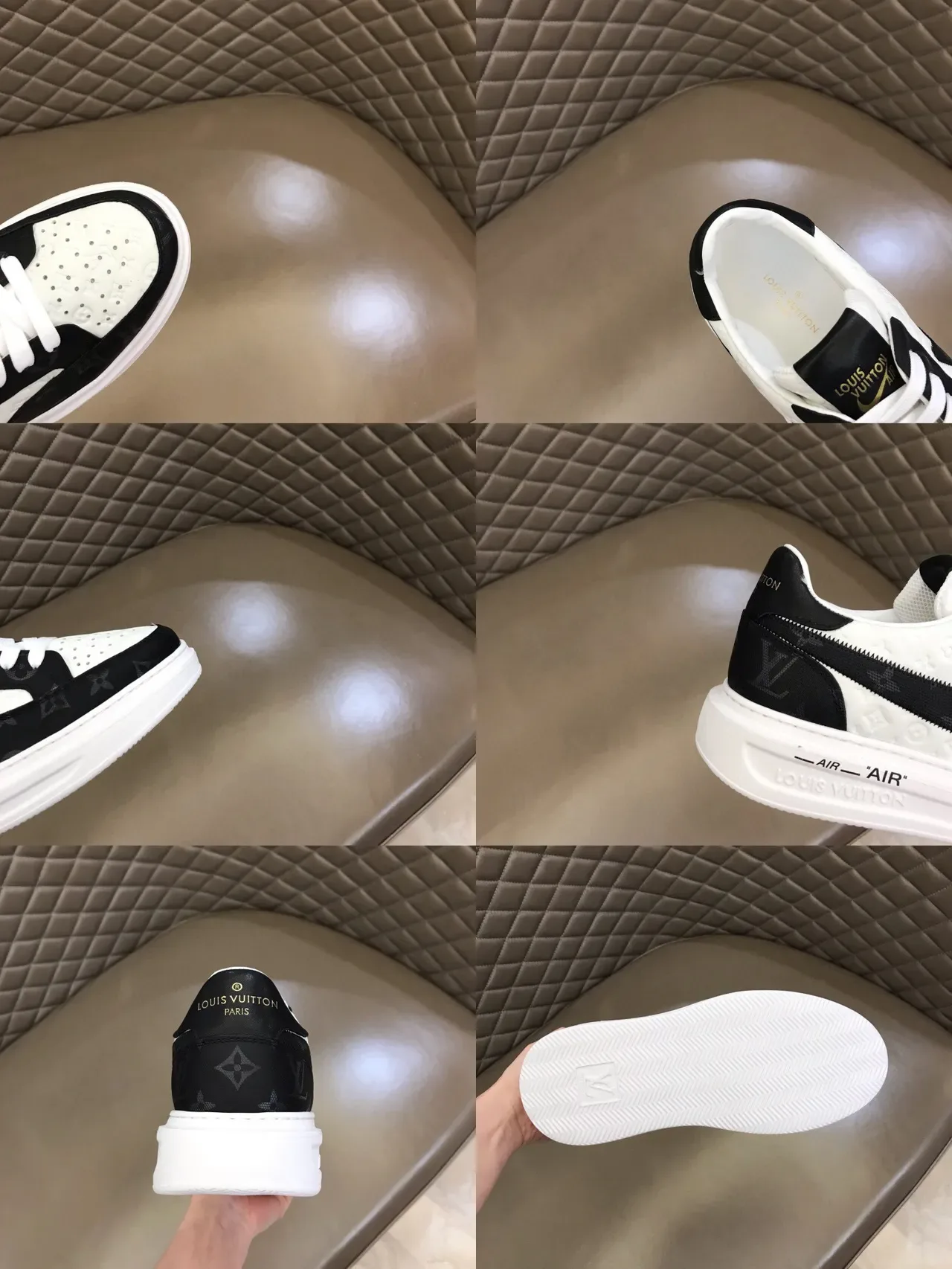 Louis Vuitton White Black Monogrammed Leather Zipper-Accented Side Panel Lifestyle Sneakers 9