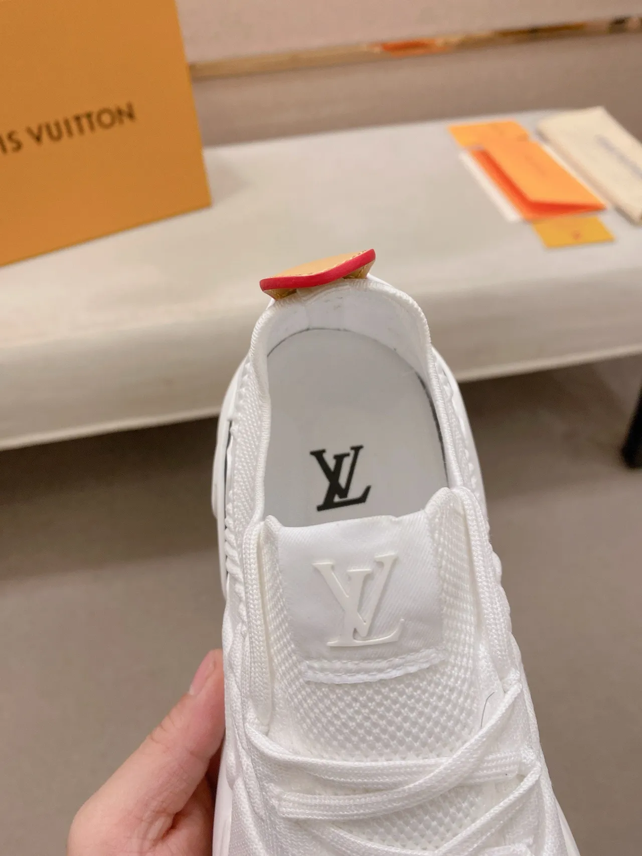 Louis Vuitton White Black Sculpted Sole Embossed Monogram Knit Upper Chunky Sneakers 6