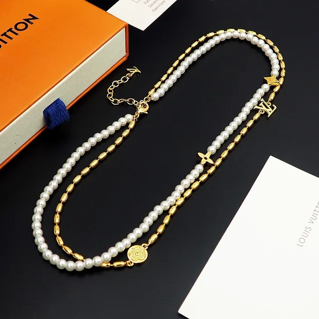 Louis Vuitton White Gold Double-Strand Pearl Necklace 2
