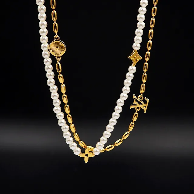 Louis Vuitton White Gold Double-Strand Pearl Necklace 4