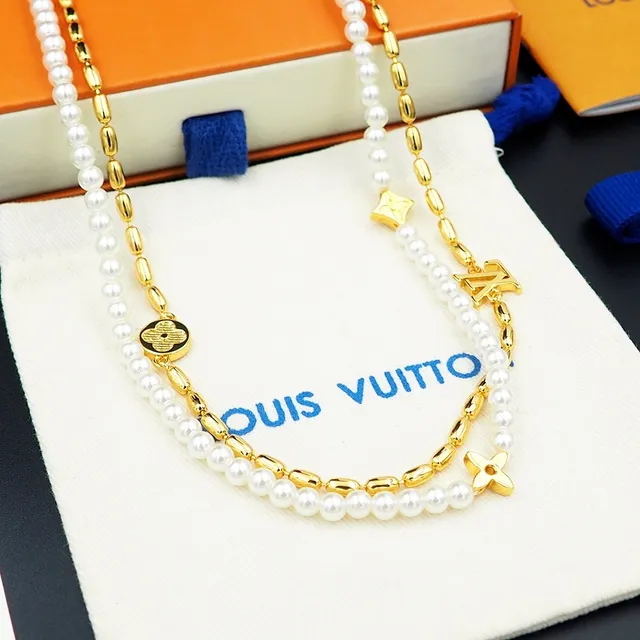 Louis Vuitton White Gold Double-Strand Pearl Necklace 5