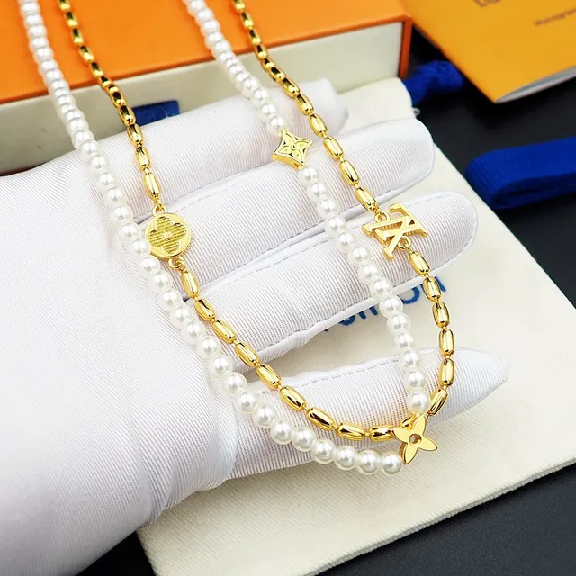 Louis Vuitton White Gold Double-Strand Pearl Necklace 6