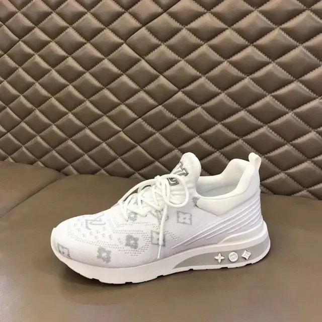 Louis Vuitton أبيض رمادي تريكو Monogram Upper منحوت طبقي سيلة حذاء رياضي أسلوب حياة 5