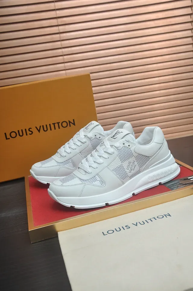 Louis Vuitton White Gray Low-Top Leather-Mesh Hybrid Lifestyle Sneakers 4