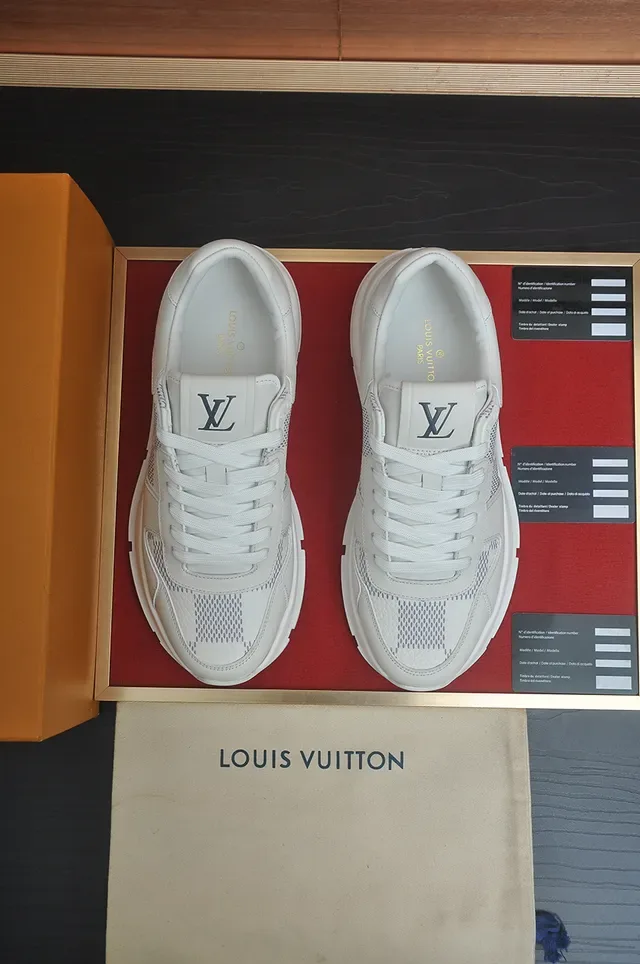 Louis Vuitton White Gray Low-Top Leather-Mesh Hybrid Lifestyle Sneakers 5