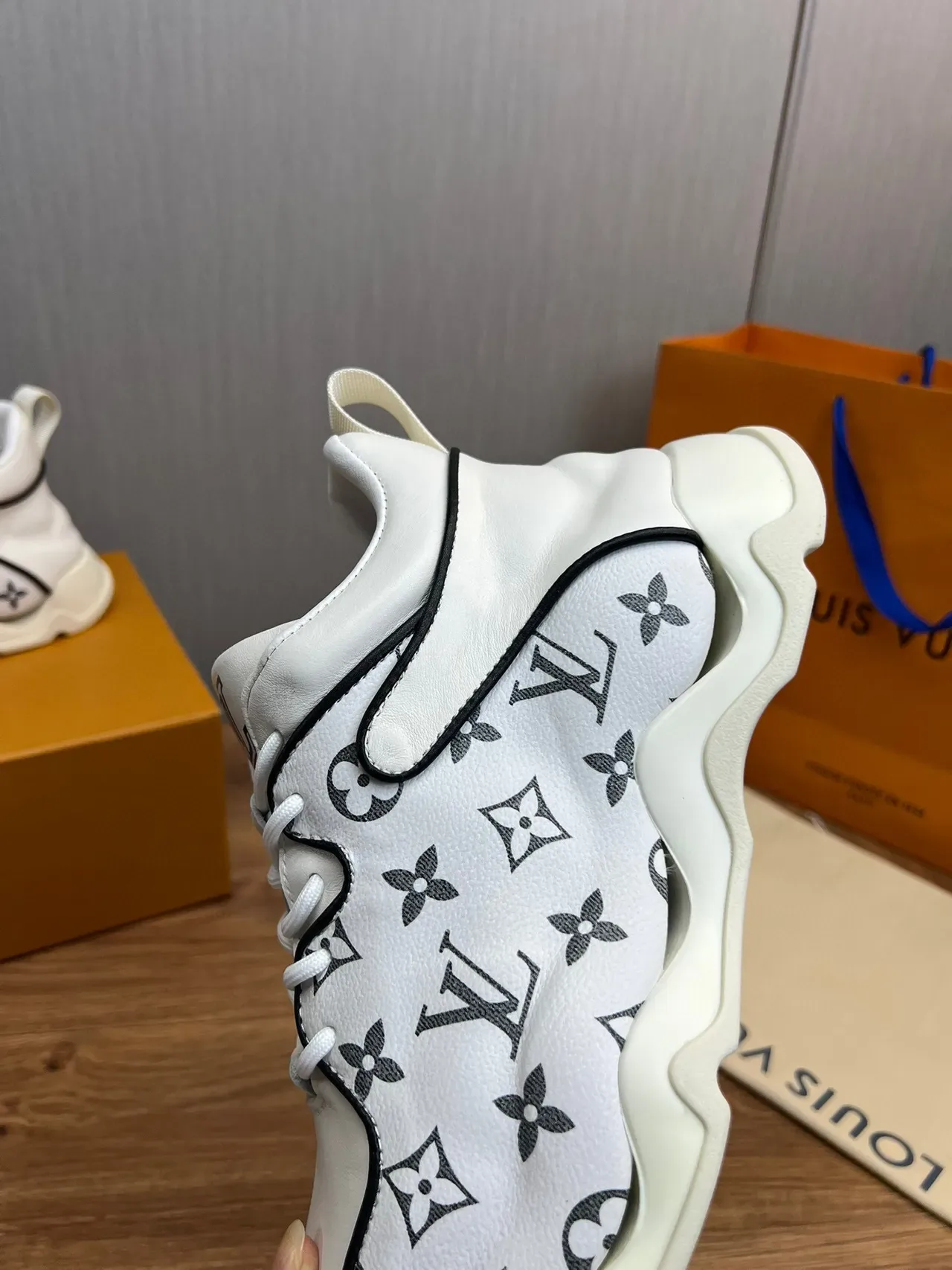 Louis Vuitton White Gray Monogram Canvas High-Top Lifestyle Sneakers 2