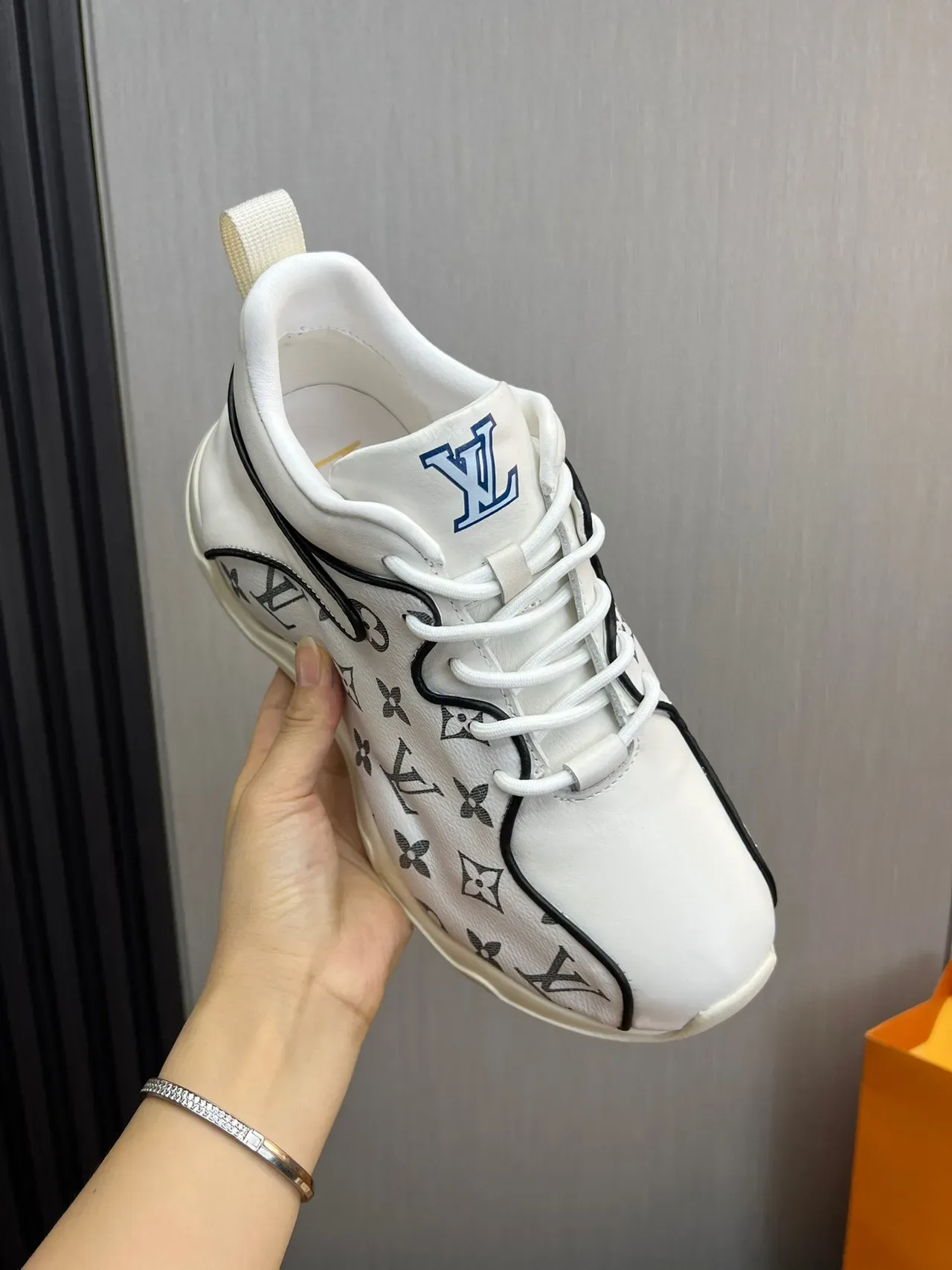 Louis Vuitton White Gray Monogram Canvas High-Top Lifestyle Sneakers 3