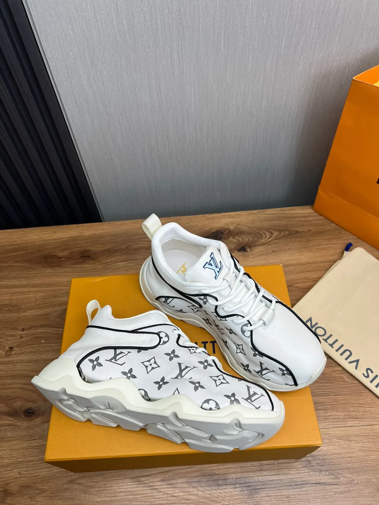 Louis Vuitton White Gray Monogram Canvas High-Top Lifestyle Sneakers 5