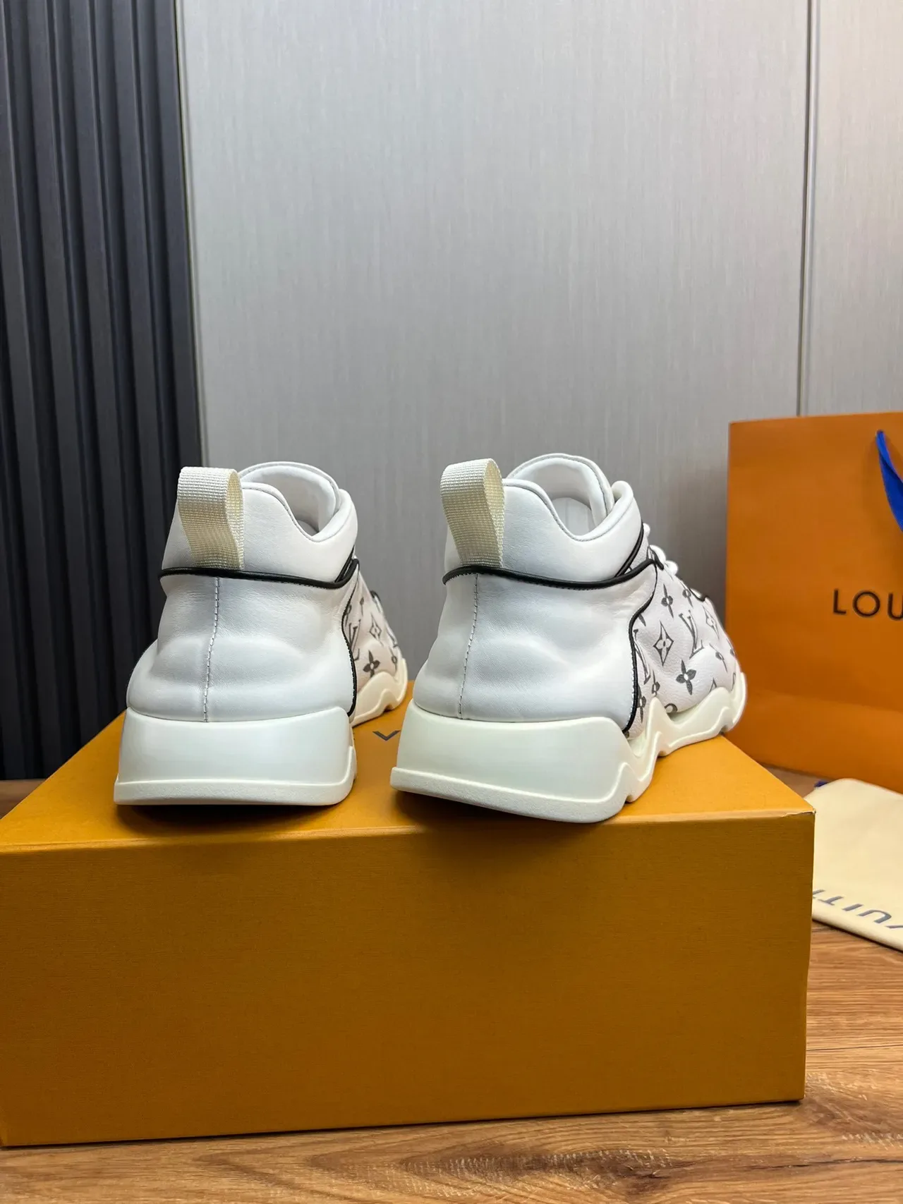 Louis Vuitton White Gray Monogram Canvas High-Top Lifestyle Sneakers 6