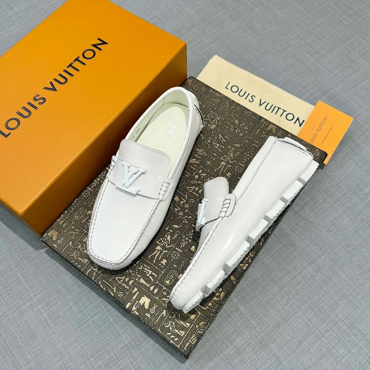 Louis Vuitton White Leather LV Buckle Loafer 2