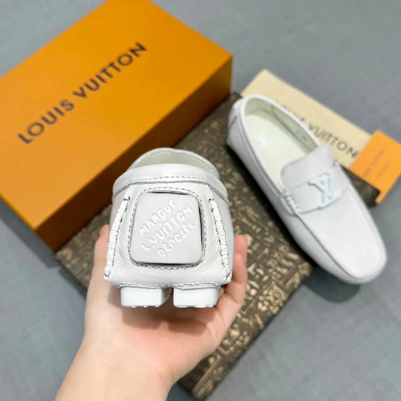 Louis Vuitton White Leather LV Buckle Loafer 4