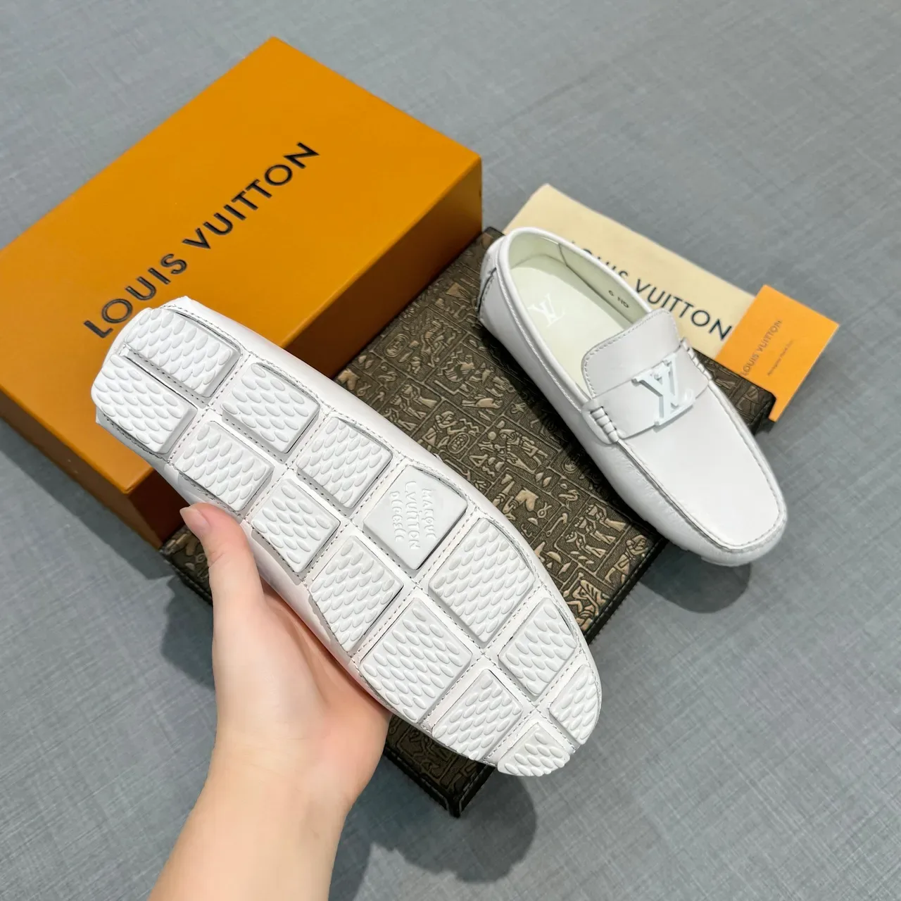 Louis Vuitton White Leather LV Buckle Loafer 5
