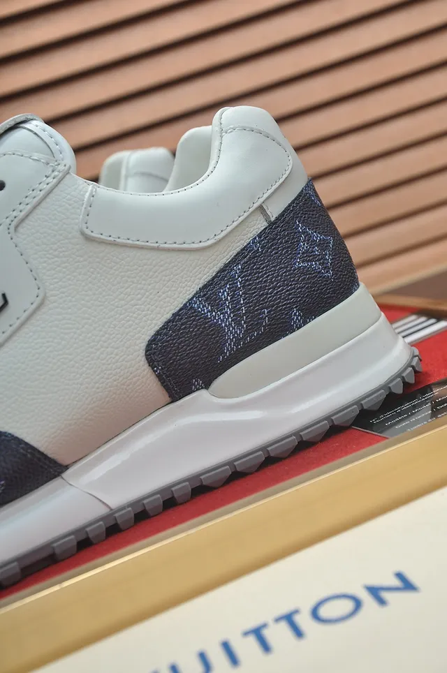 Louis Vuitton White Navy Leather And Monogram-Coated Panels Sculpted Midsole Lifestyle Sneakers 2