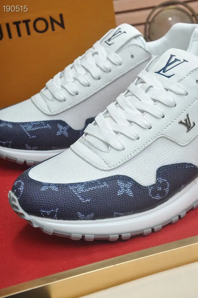 Louis Vuitton White Navy Low-Top Monogram-Print Panels Lifestyle Sneakers 3