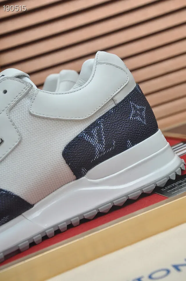 Louis Vuitton White Navy Low-Top Monogram-Print Panels Lifestyle Sneakers 4
