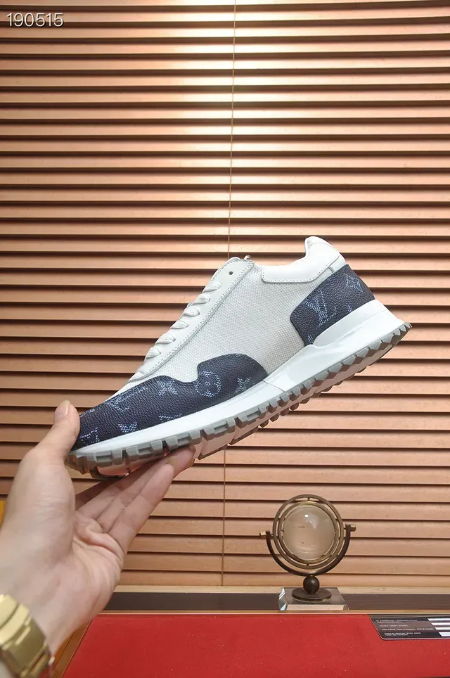 Louis Vuitton White Navy Low-Top Monogram-Print Panels Lifestyle Sneakers 5