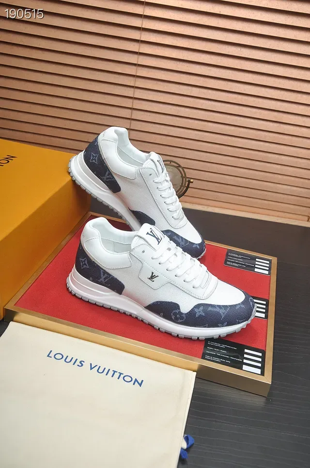 Louis Vuitton White Navy Low-Top Monogram-Print Panels Lifestyle Sneakers 6
