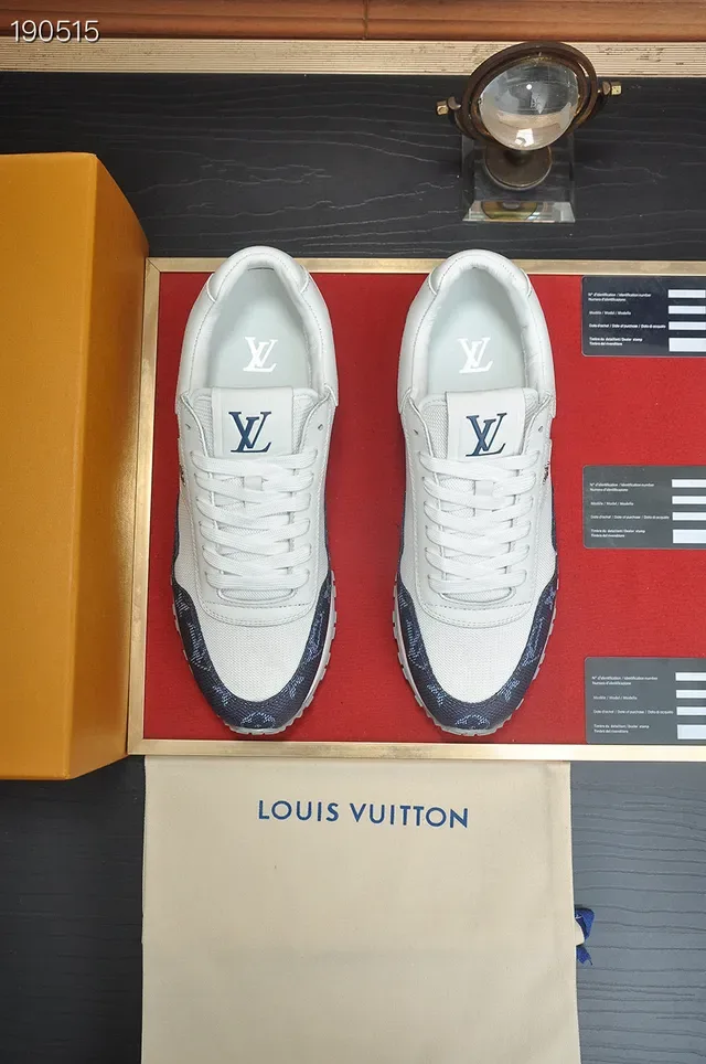 Louis Vuitton White Navy Low-Top Monogram-Print Panels Lifestyle Sneakers 7