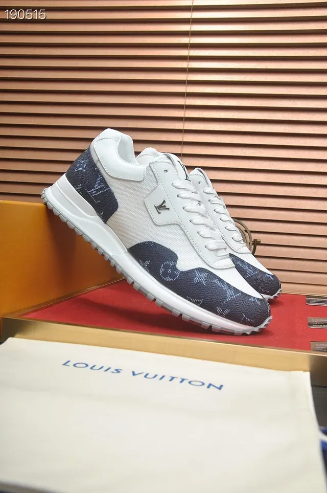 Louis Vuitton White Navy Low-Top Monogram-Print Panels Lifestyle Sneakers 8