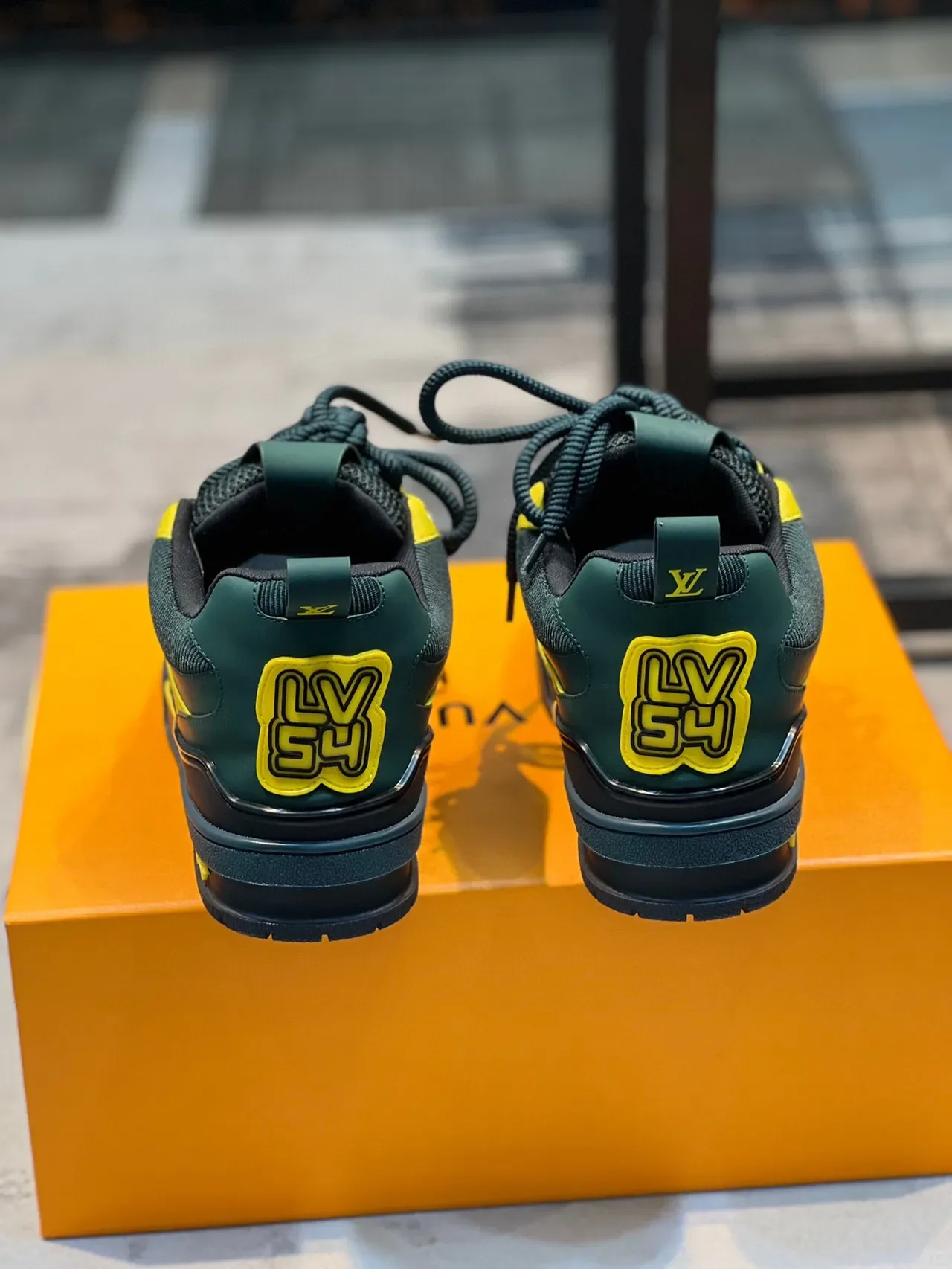 Louis Vuitton Yellow Green Layered Synthetic And Mesh Upper Sculpted Multi-Tone Midsole Lifestyle Sneakers 2
