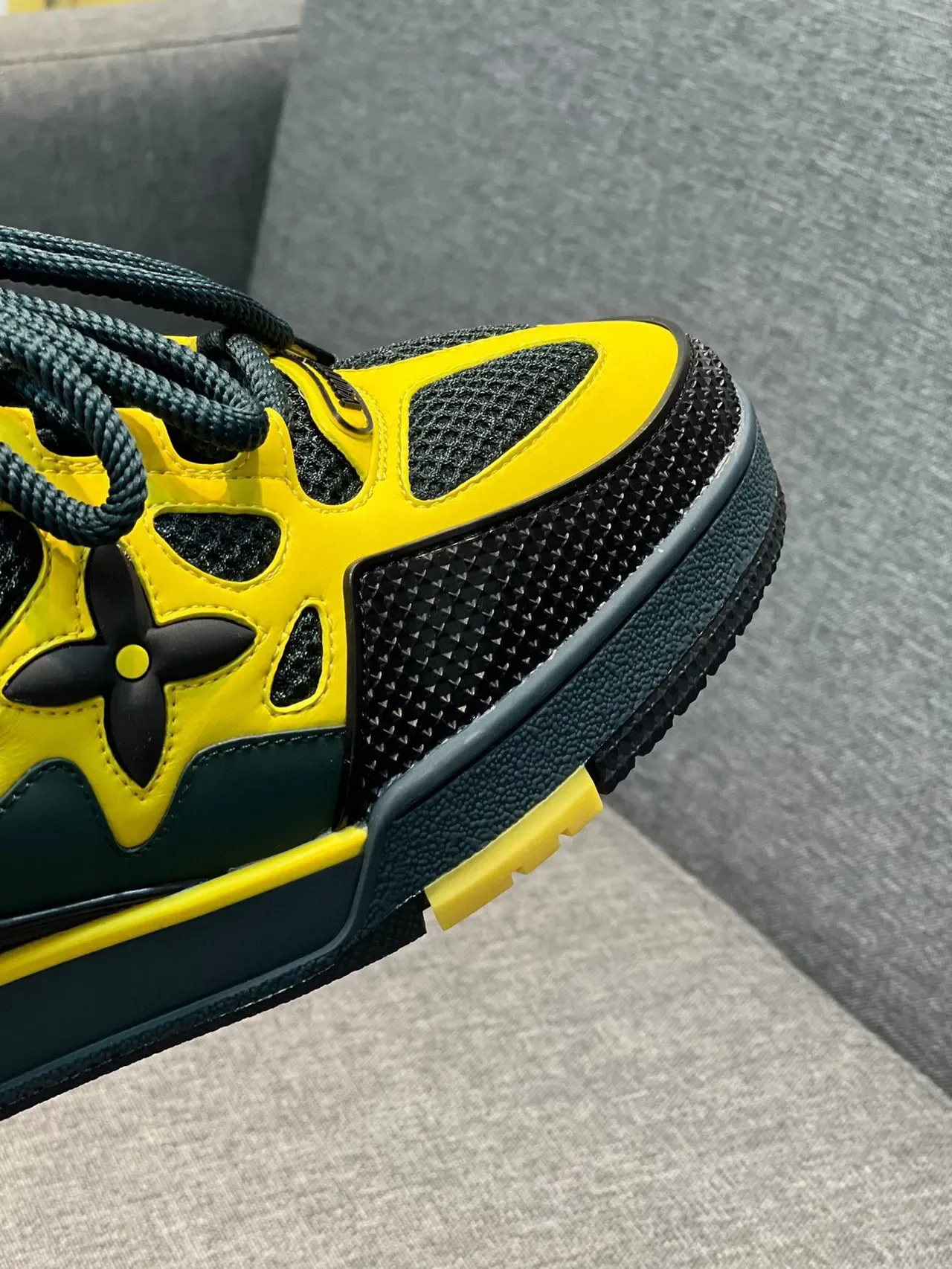 Louis Vuitton Yellow Green Layered Synthetic And Mesh Upper Sculpted Multi-Tone Midsole Lifestyle Sneakers 3