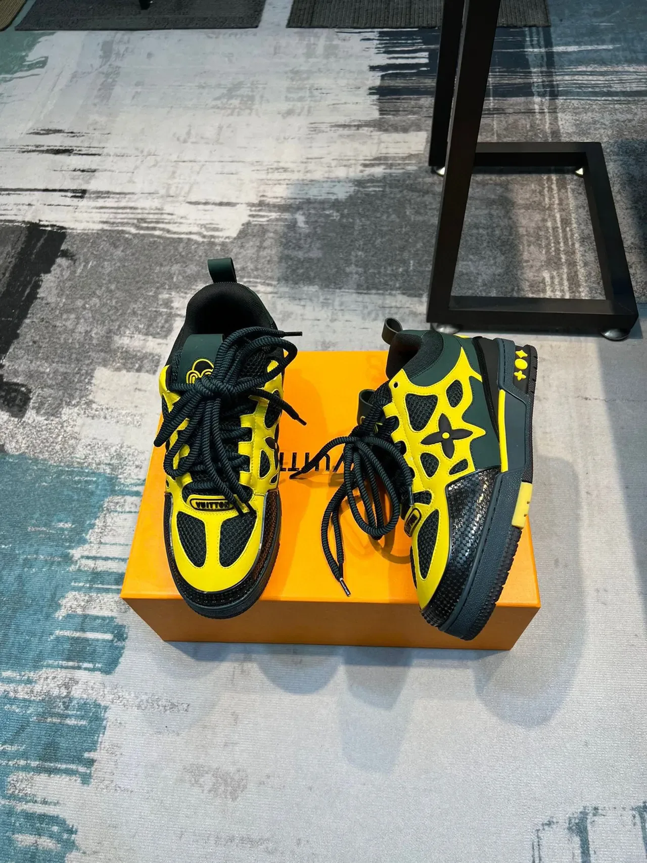 Louis Vuitton Yellow Green Layered Synthetic And Mesh Upper Sculpted Multi-Tone Midsole Lifestyle Sneakers 4
