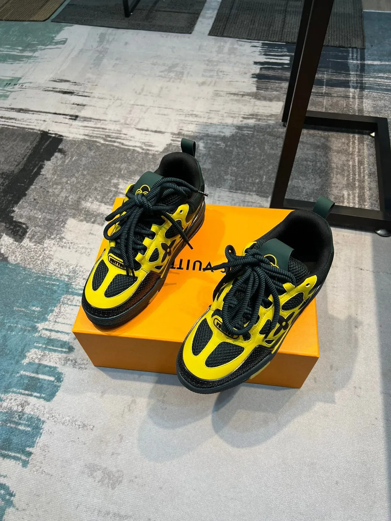 Louis Vuitton Yellow Green Layered Synthetic And Mesh Upper Sculpted Multi-Tone Midsole Lifestyle Sneakers 5